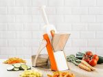 Vegetables Cutter for Kitchen, Mandoline Slicer and Chopper, Potato Chips Cutter, Onion Chopper, 5 in 1 Multifunctional Push and Cut Vegetable Shredder, Spring Slicer, Grater with Steel Blades