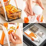 Vegetables Cutter for Kitchen, Mandoline Slicer and Chopper, Potato Chips Cutter, Onion Chopper, 5 in 1 Multifunctional Push and Cut Vegetable Shredder, Spring Slicer, Grater with Steel Blades