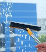 Bathroom Tile Cleaning Brush with Wiper | Long Handle Floor Scrubber for Tiles & Bathroom Floor
