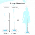Bucket Spin Mop Stick | Stainless Steel Replacement Handle Rod for 360 Spin Mop