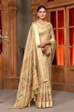 Kanjivaram Erode Silk Saree With Digital Print and Jari Weaving and Jaquard Woven Border