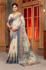 Kanjivaram Erode Silk Saree With Digital Print and Jari Weaving and Jaquard Woven Border