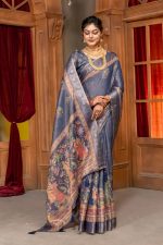 Kanjivaram Erode Silk Saree With Digital Print and Jari Weaving and Jaquard Woven Border