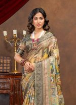 Kanjivaram Erode Silk Saree With Digital Print and Jari Weaving and Jaquard Woven Border