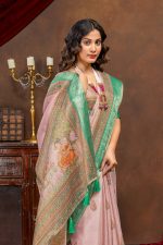 Kanjivaram Erode Silk Saree With Digital Print and Jari Weaving and Jaquard Woven Border