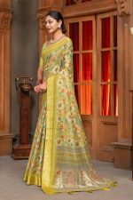Kanjivaram Erode Silk Saree With Digital Print and Jari Weaving and Jaquard Woven Border